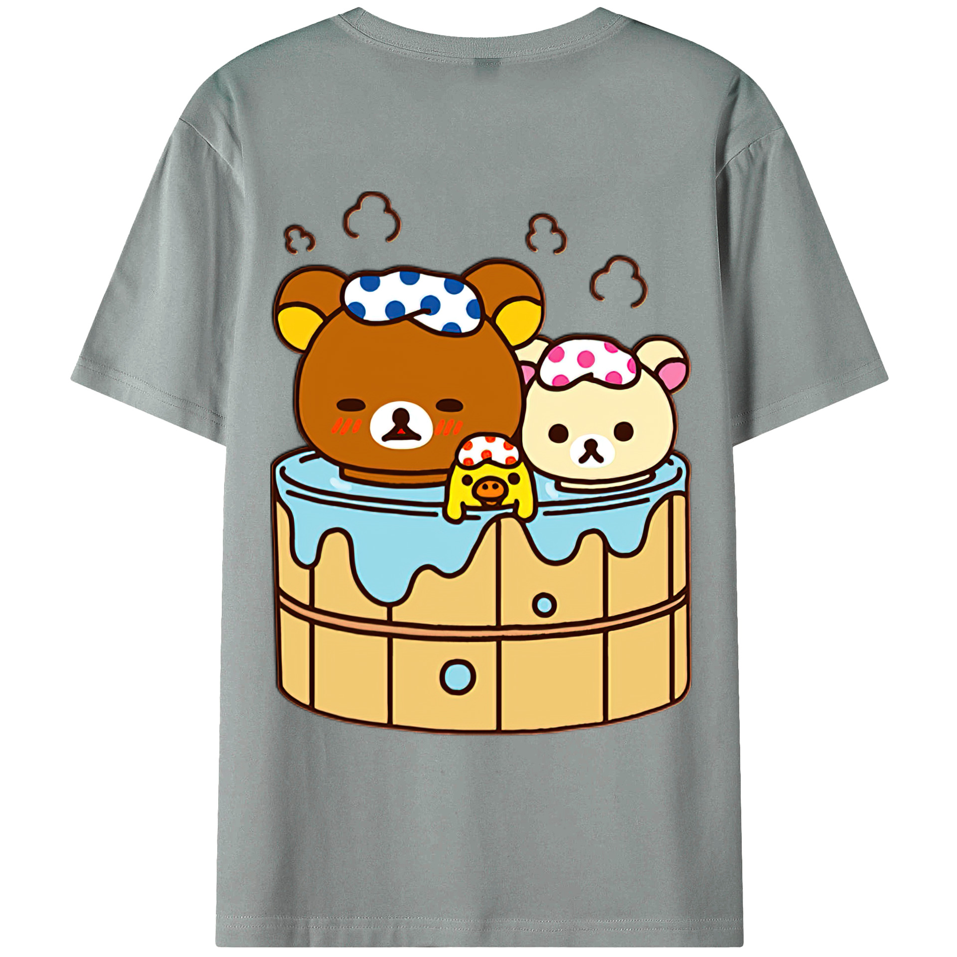 （画像用） リラックマ リラックマ キイロイトリ Rilakkuma Korilakkuma Kiiroitori 綿100％ メンズ半袖Tシャツ（バックプリント） 通気性